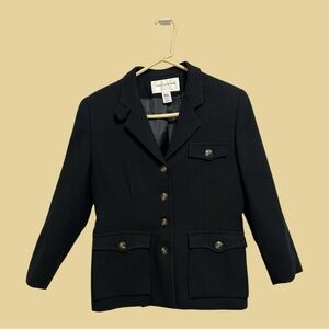 Jones New York Suit Petite Blazer Jacket 100 Pure Wool Black 10P